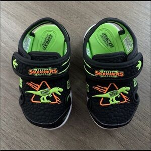 Skechers Black and Neon Green Kids sandals